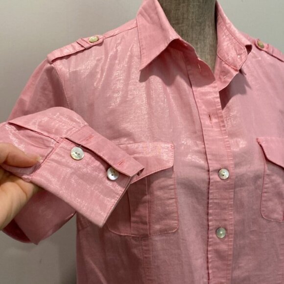 Allison Daley Pink Button Down Shirt size 10 - Picture 9 of 16